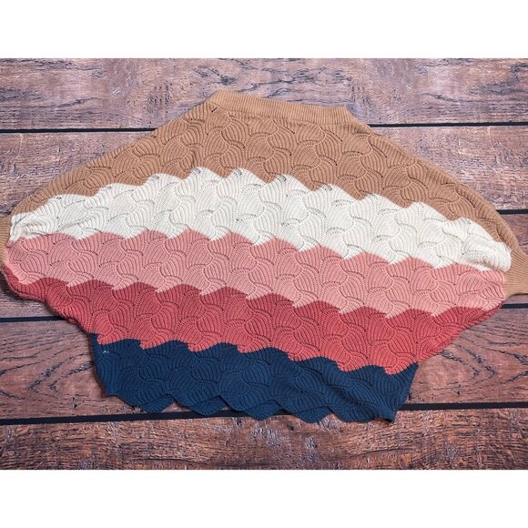 Andree By Unit 5 Color Block Open Knit Oversized Batwing Sleeve Sweater Womens M - Picture 2 of 6